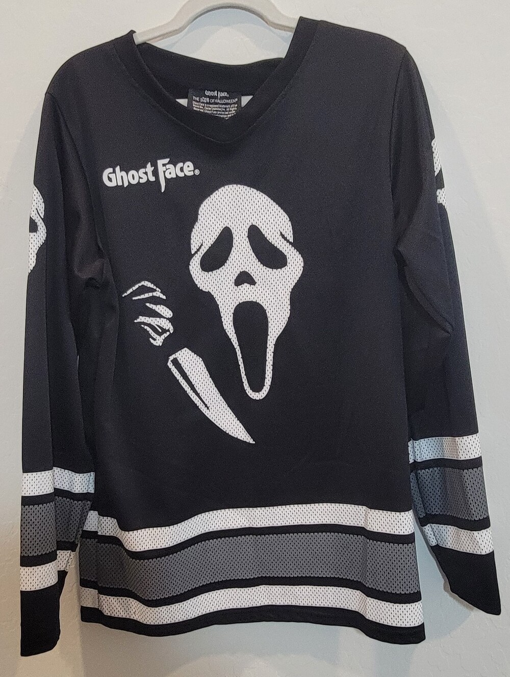 Ghostface Scream Men's Hockey Jersey Black  & White Size Medium